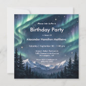 Invitation Northern Lights Mountain Forest Birthday  (Devant)