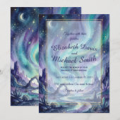 Invitation Northern Lights Night Sky Romantic Landscape (Devant / Derrière)