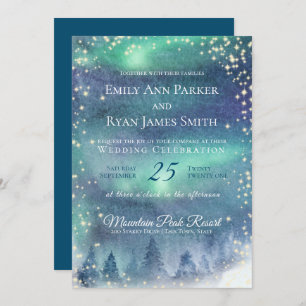 Invitation Northern Lights Starry Sky