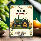 Invitation Nos enfants retro garçon cool tracteur premier 1er