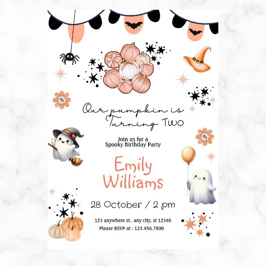 Invitation Nos Filles Citrouilles Halloween Anniversaire Chaq