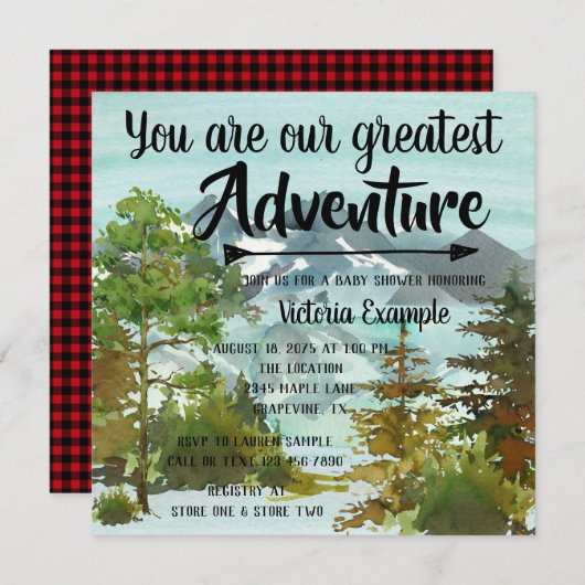 Invitation Nos meilleures idées de Baby shower d'aventure (Devant / Derrière)