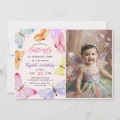 Invitation Nos Petites Filles Papillon Photo d'anniversaire (Devant)