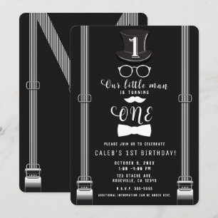 Invitation Nos petites suspensions Hipster Man pour 1er anniv