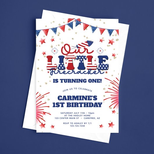 Invitation Nos Petits Garçons Firecracker 1er Anniversaire
