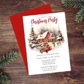 Invitation Nostalgale Vintage Camion Rouge Noël