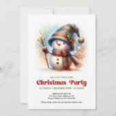 Invitation Nostalgic cartoon snowman invite festive printable (Devant)