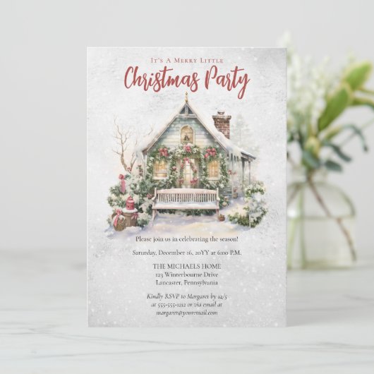 Invitation Nostalgique Vintage Gîte Noël (Debout devant)