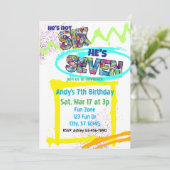 Invitation not SIX, SEVEN Spray-paint, Boy 7th Birthday (Debout devant)