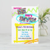 Invitation not SIX, SEVEN Spray-paint Girl 7th Birthday (Debout devant)