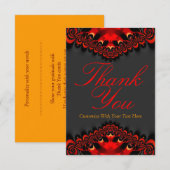 Invitation Nota de remerciement Rich Red/Orange & Black (Devant / Derrière)