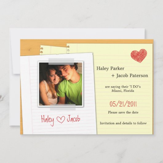 Invitation Note Amour Fun Enregistrer La Date (Devant)