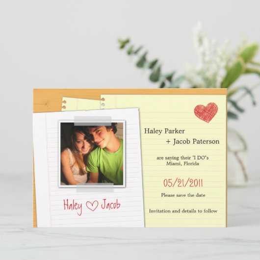 Invitation Note Amour Fun Enregistrer La Date (Debout devant)