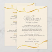 Invitation Note de bienvenue du Mariage Gold Swirl | Choisiss (Devant / Derrière)