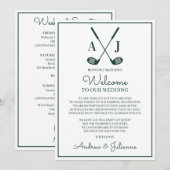 Invitation Note de bienvenue pour un mariage de golf blanc et (Devant / Derrière)