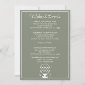 Invitation Note de bienvenue pour un mariage de golf vert sau (Dos)