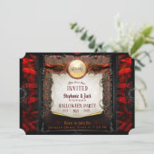 Invitation Note de fête d'Halloween rouge et noir (Debout devant)