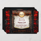Invitation Note de fête d'Halloween rouge et noir (Devant / Derrière)