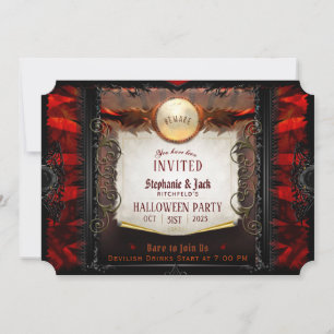 Invitation Note de fête d'Halloween rouge et noir