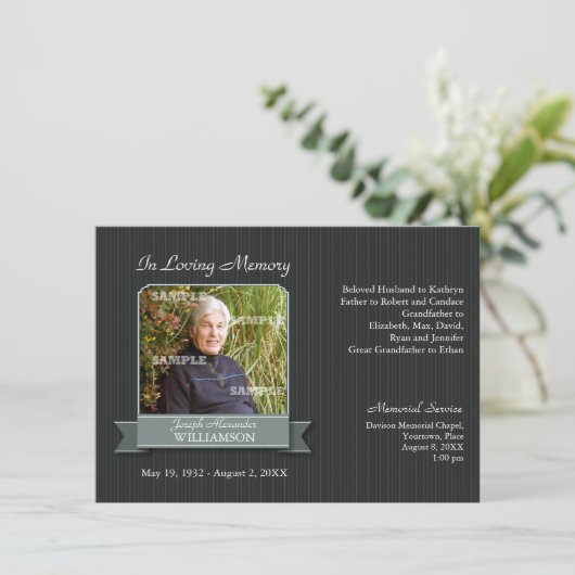 Invitation Note de la bannière Black Pinstripe (Debout devant)