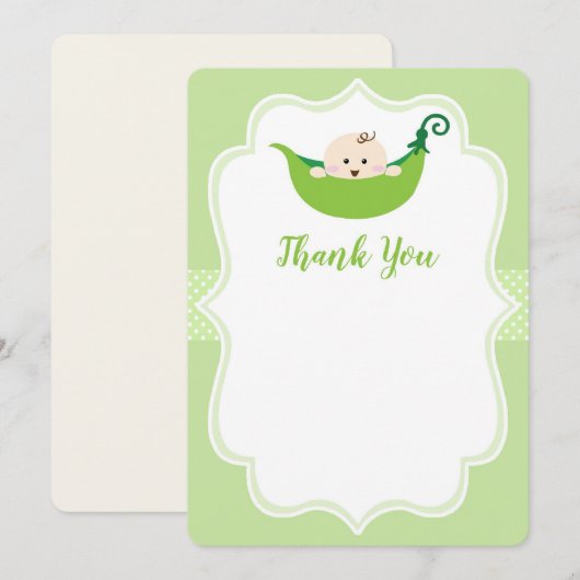 Invitation Note de Merci de vert de pois doux (Devant / Derrière)