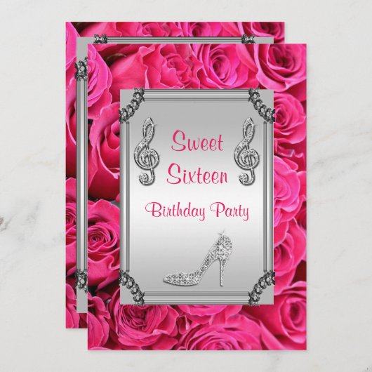 Invitation Note de musique de diamant, stylet et bonbon 16 à (Devant / Derrière)