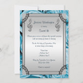 Invitation Note de musique de diamant, stylet et bonbon bleu (Dos)