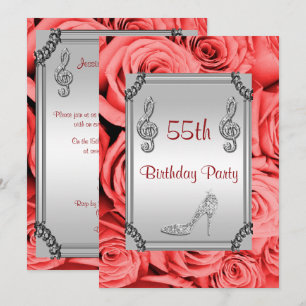 Invitation Note de musique en diamant, talon aiguille et rose