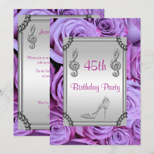 Invitation Note de musique en diamant, talon aiguille et rose