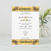 Invitation Note de musique en or mariage (Debout devant)
