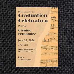 Invitation Note de musique vintage de graduation
