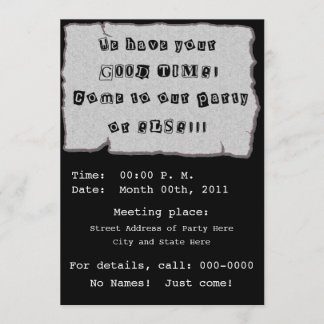 Invitation Note de rançon pour la partie