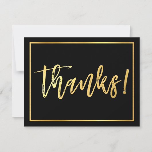 Invitation NOTE DE REMERCIEMENT écriture manuscrite or noir (Devant)