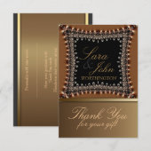 Invitation Note de remerciement en or terreux (Devant / Derrière)