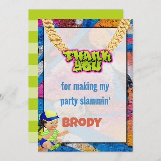 Invitation Note de remerciement pour bébé Prince (Devant / Derrière)