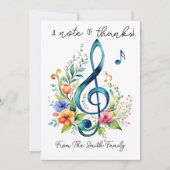 Invitation note de remerciements musique enseignant cadeau CA (Devant)