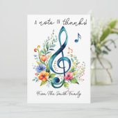 Invitation note de remerciements musique enseignant cadeau CA (Debout devant)