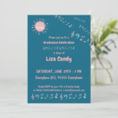 Invitation Notes de fête de fin d'études de professeur de mus (Debout devant)