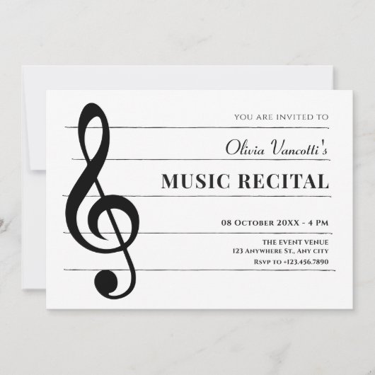 Invitation Notes de musique classique (Devant)