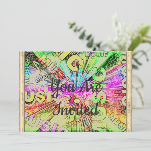 Invitation Notes de musique colorée (Debout devant)