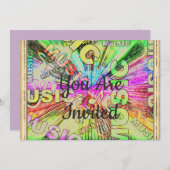 Invitation Notes de musique colorée (Devant / Derrière)