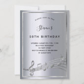 Invitation Notes de musique d'argent d'anniversaire (Devant)