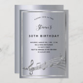 Invitation Notes de musique d'argent d'anniversaire (Devant / Derrière)