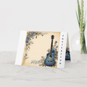 Invitation Notes de musique de guitare Fleurs