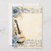 Invitation Notes de musique de guitare mariage de fleurs (Devant)