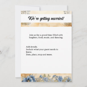 Invitation Notes de musique de guitare mariage de fleurs
