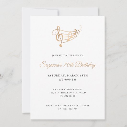 Invitation Notes de musique de script élégant Anniversaire (Devant)