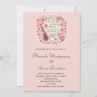 Notes de musique et fleurs Mariage de style vintag