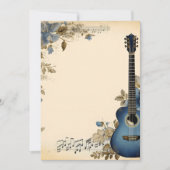 Invitation Notes de musique guitare Fleurs (Devant)