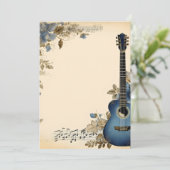 Invitation Notes de musique guitare Fleurs (Debout devant)